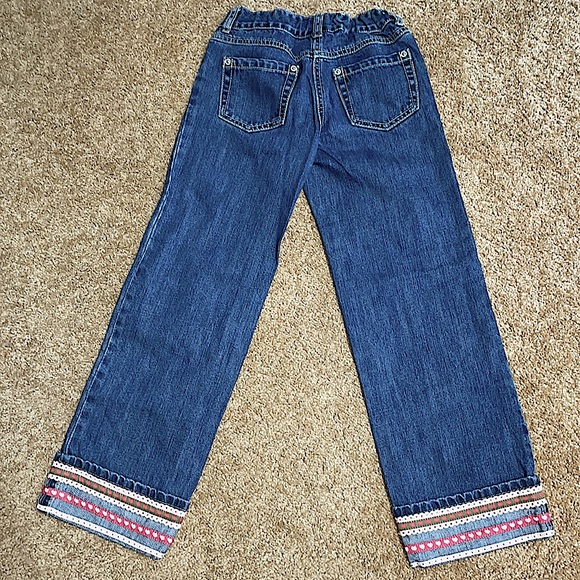 Gymboree cuffed jeans, red flare corduroy, green embroidered flare pants - Picture 3 of 14